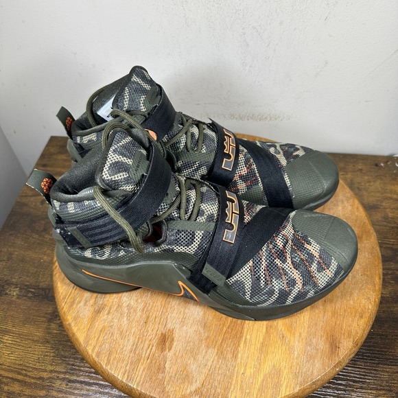 Nike LeBron Soldier 10 Camo Olive Basketball Shoes Men's Size